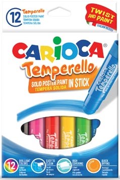 Carioca plakkaatverfsticks Temperello doos  van 12 stuks in geassorteerde kleuren