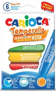 Carioca plakkaatverfsticks Temperello doos  van 6 stuks in geassorteerde kleuren