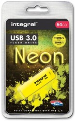 Integral Neon USB stick 64GB USB 3.0 Geel