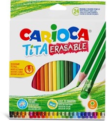 Carioca kleurpotlood met gum Tita 24 stuks in een kartonnen etui