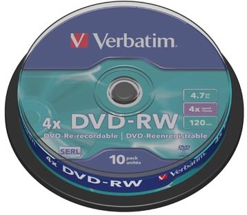 Verbatim DVD rewritable DVD-RW, spindel van 10 stuks