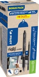 Pilot Frixion Ball Clicker 12 rollers en 6+6 vullingen 0,7 mm zwart