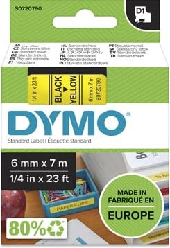 Dymo D1 tape 43618 6mm zwart op geel