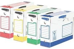 Bankers Box basic archiefdoos heavy duty 9,5 x 24,5 x 33 cm geassorteerde kleuren pak van 8 stuks