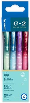 Pilot roller G-2 Bubble medium geassorteerde kleuren etui van 4 stuks