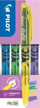 Pilot FriXion Light markeerstift doos van 4 stuks: geel, violet, groen, blauw