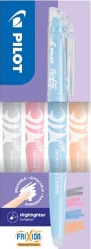 Pilot FriXion Light markeerstift Natural, doos van 4 stuks: grijs, koraal, hemelsblauw, lichtoranje