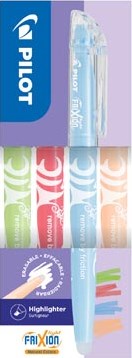 Pilot FriXion Light markeerstift Natural doos van 4 stuks: lichtgroen, rood, hemelsblauw, lichtoranje