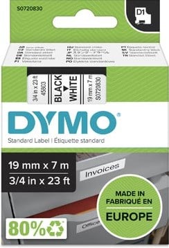 Dymo D1 tape 45803 19mm zwart op wit