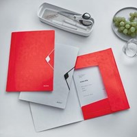 Leitz WOW elastomap met 3 kleppen uit PP A4 rood-3