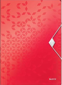 Leitz WOW elastomap met 3 kleppen uit PP A4 rood