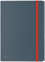 Leitz Cosy elastomap met 3 kleppen, met opbergvak met drukknoppsluiting, uit PP, ft A4, grijs