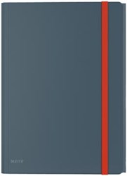 Leitz Cosy elastomap met 3 kleppen, met opbergvak met drukknoppsluiting, uit PP, ft A4, grijs