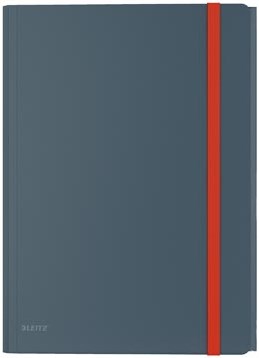 Leitz Cosy elastomap met 3 kleppen, met opbergvak met drukknoppsluiting, uit PP, ft A4, grijs