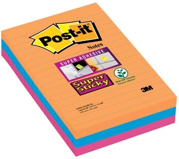 Post-it Super Sticky Notes Bangkok 101 X 152 mm 90 blaadjes 3 blokken