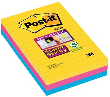 Post-it Super Sticky Notes Rio 101X152 mm 90 blaadjes 3 blokken