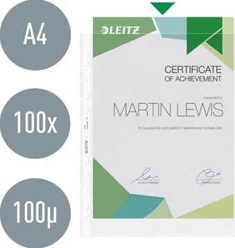 Showtas A4 100 micron gekorreld 11-rings ds/100 stuks Leitz-3