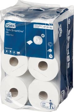 Tork toiletpapier SmartOne Mini 2-laags 111 meter systeem T9, pak van 12 rollen