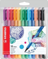Stabilo schrijfstift pointMax etui met 12 stuks in geassorteerde kleuren