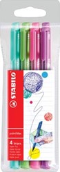 Stabilo schrijfstift Point Max etui met 4 stuks in geassorteerde fun kleuren
