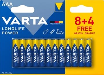 Varta batterij Longlife Power AAA blister van 8 + 4