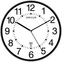 Unilux wandklok Wave radiogestuurd diameter 30 cm zwart/wit