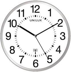 Unilux wandklok Wave radiogestuurd diameter 30 cm grijs en wit