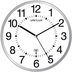 Unilux wandklok Maxi Wave 37,5 cm radiogestuurd grijs en wit