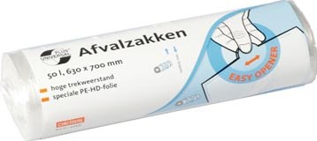 Vuilniszakken 50 liter 10 micron 63 x 70 cm wit 50 stuks