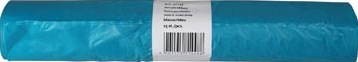 Vuilniszak 20 micron, ft 70 x 110 x 0,2 cm, 120 liter, HDPE recycled, blauw, rol van 25 stuks