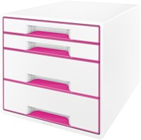 WOW Leitz ladekastje 4 laden wit/roze