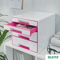 WOW Leitz ladekastje 4 laden wit/roze-9