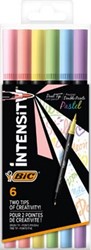 Bic viltstift Intensity Dual tip, etui van 6 stuks, pastel