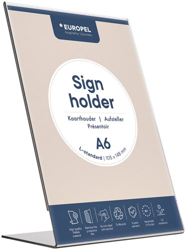 Folderhouder L-standaard A6 staand acryl