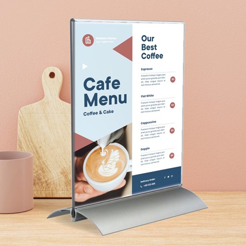 Menukaarthouder T standaard A5 staand acryl aluminium-3