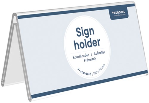 Tafelnaambord OPUS 2 V-standaard  210x100mm acryl