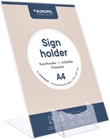 Folderhouder A4 L-standaard acryl met visitekaartbakje