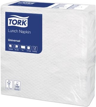 Tork servetten 30 x 30 cm 1-laags wit pak van 100 stuks