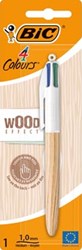 Bic Colours Wood Style 4-kleurenbalpen medium klassieke inktkleuren op blister