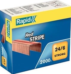 Nietjes Rapid Redstripe 24/6,koper doos van 2.000