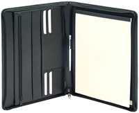 Leren schrijfmap A4 van der Spek 384 generfd leer met rits zwart