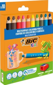 Kleurpotloden BicKids Multi Surface inclusief puntenslijper assorti pak à 10 stuks-3