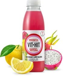 Vit Hit vitaminedrank Immunitea Dragon Fruit, flesje van 50 cl, pak van 12 stuks