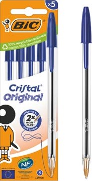 Bic Cristal balpen medium blauw blister van 5 stuks-2