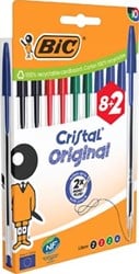 Bic Cristal balpen medium assorti blister van 8 + 2 GRATIS