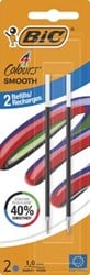 BIC vulling voor balpen 4 Colours Smooth, medium, blister van 2 stuks, blauw
