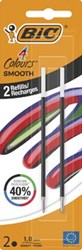 BIC vulling voor balpen 4 Colours Smooth, medium, blister van 2 stuks, zwart