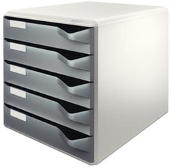 Ladeblok bureau Leitz 5 laden lichtgrijs/donkergrijs