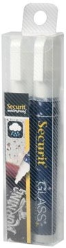 Krijtstift waterproof Securit medium wit blister met 2 stuks