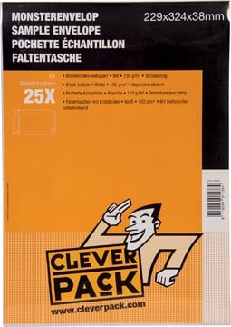 Cleverpack monsterenveloppen 229 x 324 x 38 mm met stripsluiting wit pak van 25 stuks